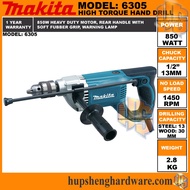 Makita 6305 Heavy Duty Hand Drill High Torque Drill For Wood &amp; Metal Chuck 13mm Power 850W Speed 1450rpm Makita 6305