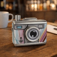 ANTIONE Camera Hip Flask, Stainless Steel Camera Design Whiskey Containers Bottle, Portable Leak Pro