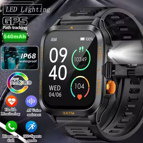 Military LED Lighting Smart Watch Women GPS Tracker Waterproof 1000mAh Battery Heart Rate Monitor Sp