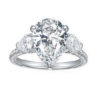 Industrial Precision Customized Wedding Ring Pear 9x13mm 5CT Moissanite Gold Plated 925 Sterling Sil