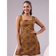 Ajrak Cotton Sleeveless Short Kurtis