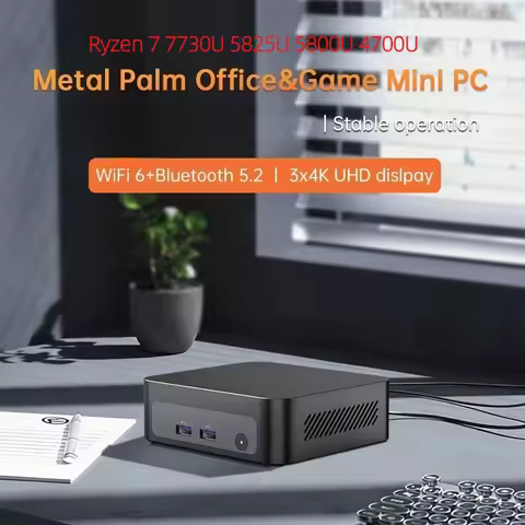 Metal Palm Gamer Mini PC Ryzen 7 7730U 5825U 5800U 4700U Office PC Mini Computer NVMe DDR4WiFi6 BT5.
