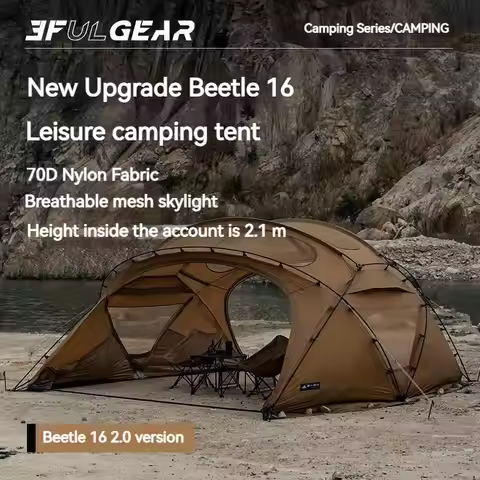 3F UL GEAR Beetle16 2.0 Ball Tunnel Tent 70D Nylon 6 or 10 People Outdoor Camping Stove Tent 4 Seaso