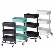 IKEA RASKOG RASHULT 3-Layer Shelf With Wheels Trolley With Tool Wooden Backing