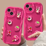 Suitable for IPhone 11 12 Pro Max X XR XS Max SE 7 Plus 8 Plus IPhone 13 Pro Max IPhone 14 15 Pro Max Roseo Colour Phone Case with Strawberry Accessories Cute