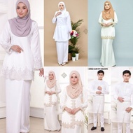 (XS - 6XL) Kurung sedondon nikah plus size putih white baju Melayu kurung Lace tunang pengantin sanding brides