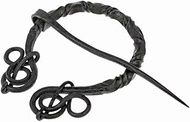 Horseshoe Brooch with Knotted Ends Forged Mystical Brooch Viking Gown Jewellery Larp, 6 x 7 cm. Nade