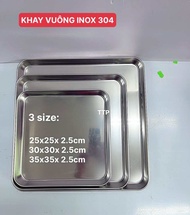 Khay nướng inox hình vuông khay inox 304 chuyên dùng cho bếp nhà hàng. 25/30/35cm