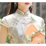 Cheongsam Button Chinese Style Dress Tang Suit Hanfu Chinese Style Decorative Button Jade Bead Two Leaf Peach Heart High-end Cotton Core Fabric Button