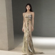 CHANGTONG | Pure Desire Style Beach Vacation Womens Long Dress Strapless Bodycon Mermaid Tail Gown U