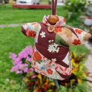 【布製小物】Jade拼布手作-棉布鑰匙包/褐色系和服