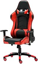 High-Back Racing Style Bonded Leather Gaming Chair,Ergonomic High Back Computer Chair with Massage Lumbar Support,Swivel Office Chair Task Chair for Adults for Home and Office,Red Comfortable