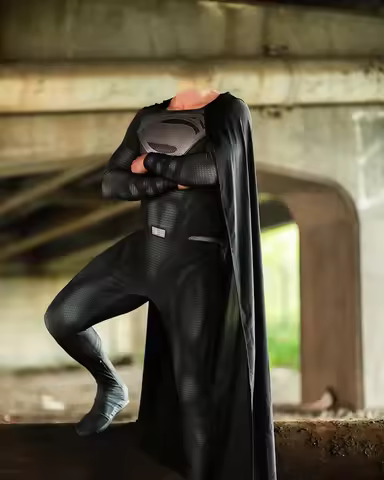 Halloween Black Superhero Cosplay Costume New 52 Clark Kent Zentai Suit Anime Man Male Bodysuit Adul