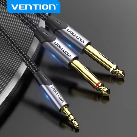 Vention 3.5mm to Double 6.5mm TRS Cable AUX Male Mono 6.5 Jack to Stereo 3.5 Jack Audio Cable for Mi