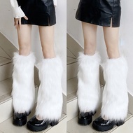 KIN Women Boot Shoe Cuffs Harajuku Gothic Solid Faux Fur Leg Warmer Socks Streetwear