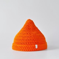 KR01 手工編織栗體尖頂毛帽 - 螢光橘