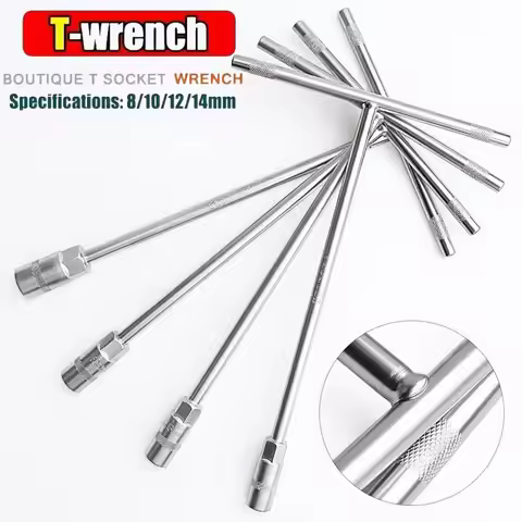 4PCS 8/10/12/14mm T Type Universal Hex Socket Wrench CR-V Steel Lengthen Allen Wrench Non-slip Handl