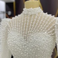 WEDDING DRESS LUXURY BEADING WHITE HIGH COLLAR
