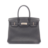 愛馬仕 Birkin 30 手提包，Togo 皮革，黑色，二手，女士，帶五金配件。