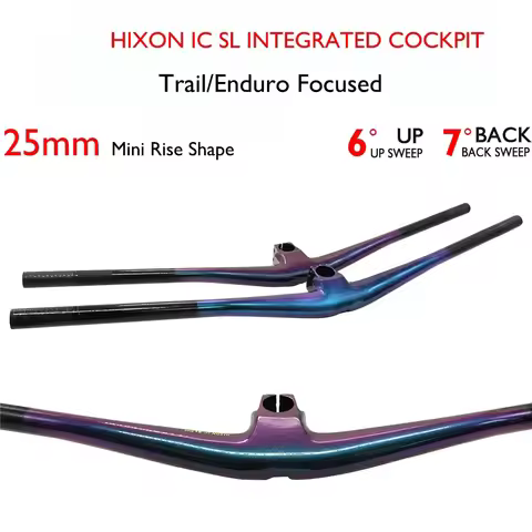 Hixon IC SL MTB Handlebar Carbon Integrated Cockpit Gradient Color 4°or 5° Rise (15/25mm) Compatible