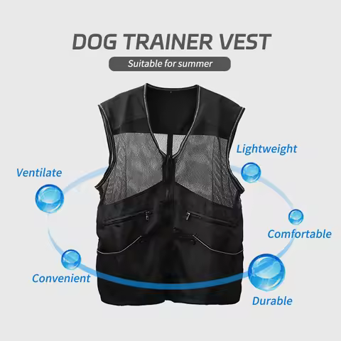 Breathable Dog Trainer Vest Grab-Proof Mesh Large Pocket Multifunctional Dog Training Clothes German