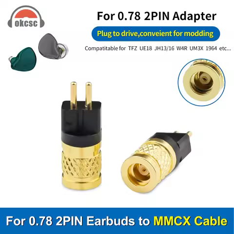 OKCSC Earphone Connecter 0.78MM 2 PIN Male to MMCX Female Adapter for TFZ UE18 JH13/16 W4R UM3X 1964