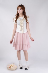 Chân Váy Nữ WOMAN BASIC Chữ A Cạp Cao Tôn Dáng Phối Bèo Dễ Thương Chân Váy Ngắn Nữ 2 Lớp Chất Kaki C