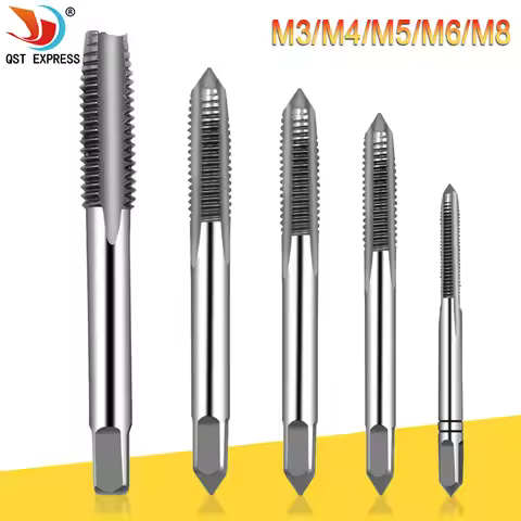 5pcs Hss Machine Screw Thread Metric Plug Tap Screw Taps 3mm 4mm 5mm 6mm 8mm M3-M8 Set Kit Screw Thr