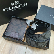 WALLET & BELT SET โคช กระเป๋าสตางค์หนังลาย C + เข็มขัด สามารถใส่ได้ทั้ง 2ด้าน หัวเข็มขัดรุ่นยอดฮิต ใ
