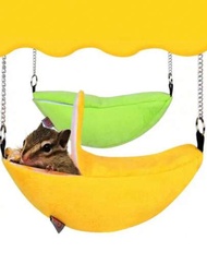香蕉倉鼠床屋吊床小動物保暖床籠巢倉鼠配件,適用於蜜袋鼯、倉鼠、鳥類寵物