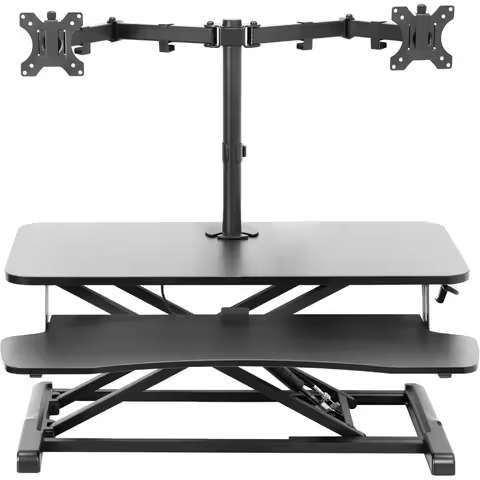 Height Adjustable 32 inch Standing Desk Converter with Dual 13 to 30 inch Monitor Stand, Sit Stand M