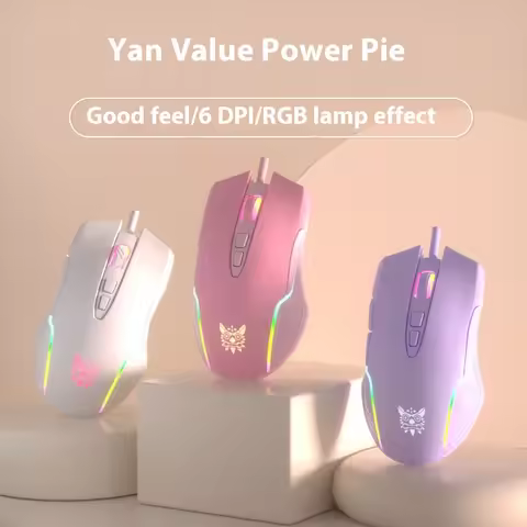 Onikuma CW905 6400 DPI RGB Gaming Mouse - Wired Optical USB Computer Mouse with Cool Chroma Lighting