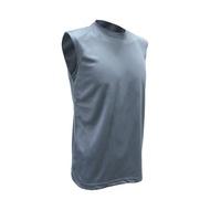 Unisex Sleeveless Plus Size Sport Vest Jogging Gym Runner Badminton Vest (2XS~7XL)~Knight Grey