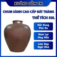 [HCM]Chum Sành Đựng Gạo Ngâm Rượu Mẫu Trơn 50L Gốm Sứ  - TM Bát Tràng