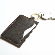 Leather Card Holder in brown with key ring, house key, access card holder