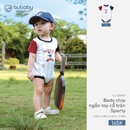 [Bu baby] (0M-12M) bubaby Sporty short-sleeved round neck chip Body for baby Product code SCT2304SP