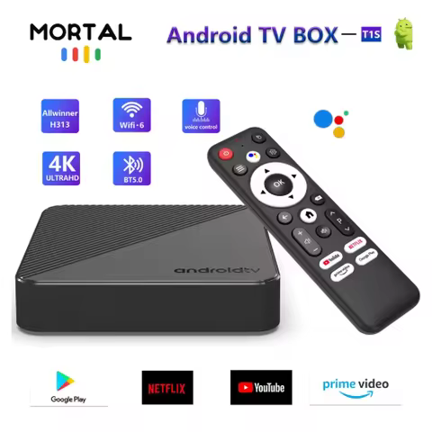 Mortal T1S Android 14 TV Box Wifi6 Smart 4K Home Theater Set Top Box Allwinner H313 with Netflix You