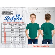 Delime Kids T-Shirt Round Neck Plain (Emerald Green)
