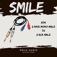 Audio cable jack 2 akai mono to 2 rca (20cm, 30cm, 50cm, 1m, 1.2m, 1.5m) ATN cable