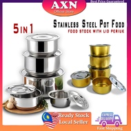 AXN Family cook 5 In 1 Stainless Steel pot Food Stock With Lid Periuk Masak Food Storage indian pot