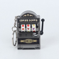 Fruit Slot Machine Keychain Charm Hello Kitty Pikachu Kuromi Key Chain Mini Casino Pendant Bag Novel