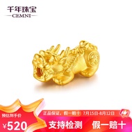 CEMNI千年珠宝 黄金貔貅手链男足金999转运珠手串女3D硬金玛瑙手链礼物 单貔貅【约0.8g】小版