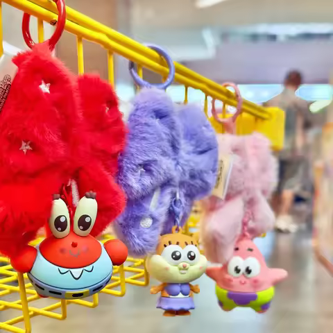 Bestine Spongebob Anime Plush Bow Pendant Aromatherapy Hanging Ornament Blind Box Cute Cartoon Acces