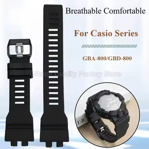 Watch Accessories for Casio GBA-800/GBD-800 Soft Waterproof Resin Watch Strap 5554 3464 Silicone Bra