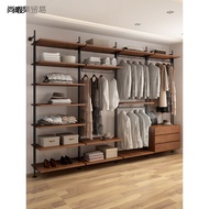 HY/🎁Open Wardrobe Iron Hanger Solid Wood Metal Cloakroom Clothesline Pole Floor Clothes Storage Rack Wall Hanging 6DMO