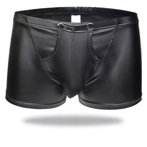 Jockstrap Underwear Crotchless Boxers For Men U Convex Exotic Faux Leather Panties Sissy Pouch Stage