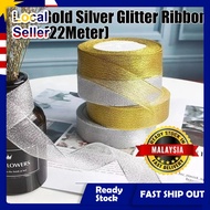 (22M/25Yards)Gold Silver Glitter Ribbon