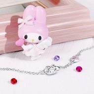 Kuromi & MyMelody邱比特系列-美樂蒂小翅膀誕生石純銀手鍊