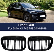 Car Front Bumper Grill Racing Grille for BMW X1 F48 F49 2016-2019 XDrive Double Line Slat Grills M s