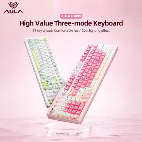 AULA F3099 Membrane Keyboard 99 Key RGB Backlit Light Three-mode Gaming Keyboard Soft Key Sound Offi